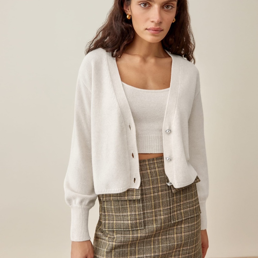 Reformation Varenne Cashmere Embellished Button Set